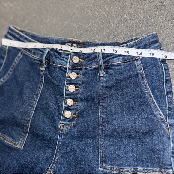 Judy Blue High Rise Button Fly Denim Jean Shorts Stretch - Women’s sz XL​ - Picture 4 of 13